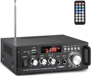 Corn Electronics 298A Max 300Wx2 Wireless Bluetooth 5.0 Stereo Audio Amplifier, RMS 40Wx2 Power Amp 2 Channel Stereo Receiver for Home Theater Speakers, Bass