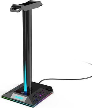 RGB Gaming Headphone Stand - Headset Stand with 3.5mm AUX and 2 USB Ports, Headset Holder Hanger for Game Accessories