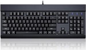 Corn Mechanical Keyboard Clicky Blue Switch Equivalent Wired Ergonomic Office Keyboard Steel Aluminum Series with 104 Keycaps for Windows PC Home or Business (Black, White Backlit)