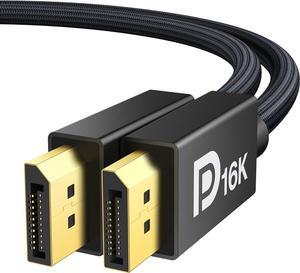 DisplayPort Cable 2.1, 16K 4.9FT/1.5M DisplayPort Cable 80Gbps 16K@60Hz 30Hz, 8K@120Hz 60Hz 4K@240Hz/144Hz 2K@240Hz, Support FreeSync G-Sync HDR10 for Gaming Monitor Graphics Card