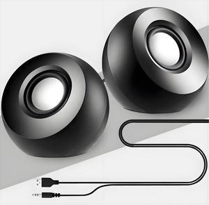CORN 3.5mm Mini Computer Speakers, Powered by USB (Black)