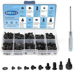 Corn 400Pcs Computer Screws Standoffs Kit SSD Screw for Universal Motherboard PC Computer Case Screw Fan CD-ROM with Screwdriver