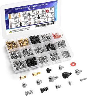 502pc Assorted PC Computer Screws Set | Motherboard Standoffs Screw Kit for HDD Hard Drive, Case, Fan, Graphics, Chassis, ATX Case for DIY & Repair