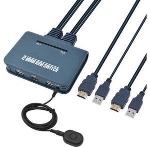 CORN HDMI KVM Switch 2 Port with Cables, Selector Switcher for 2 Computers Share One Monitor, Keyboard, Mouse and USB Peripheral Support 4k×2K@30hz Resolution