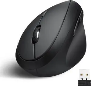 Wireless Vertical Mouse, Right-Handed Wireless Mouse 2.4G High Precision Ergonomic Optical Mice (for Small Hands ) (Black and Silver)