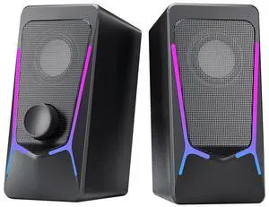 Computer Speakers, Gaming Desktop Speakers with Color Backlit, 6W USB Powered Volume Control Speakers, 2.0 Stereo Laptop Speaker, Bluetooth&USB Audio for PC, Monitor, Mac, Tablet, Phone