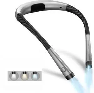 CORN Book Light , 3-Color & 3-Brightness Reading Light, Bendable Neck Light, Durable Rechargeable Lamp, Perfect Book Light for Reading in Bed, Knitting, Repairing, Book Lovers Gifts