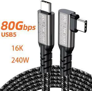 80 Gbps 90 Degrees Data Transfer,Short USB 5 Cable, Supports 16K/Dual8K HD Display, 240W Charging USB c to USB c Monitor Cable, Compatible with Thunderbolt 5, Thunderbolt 4,Right Angle