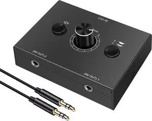 3.5mm Stereo Audio Switch Audio Switcher Passive Speaker Headphone Manual Selector Audio Sharing 2 In 1 Out /1 In 2 Out Noiseless Splitter Box