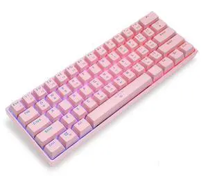 CORN 60% Keys Mini Gaming Keyboard with Mutil-color Wired Type-C Mechanical Gaming Keyboard For Office And Game, Anti-Ghosting Keys,Blue Switch-Pink