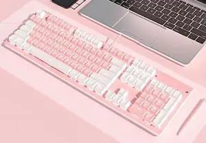 CORN Readson FY108 NKRO Ergonomic Design,Cool Exterior USB Wired 108Keys Pink Mechanical Keyboard, White Backlit - Pink Panel (Red Switch) CORN Readson FY108 NKRO Ergonomic Design,Cool Exterior USB Wired 108Keys Pink Mechanical Keyboard, White Backlit - Pink Panel (Red Switch)