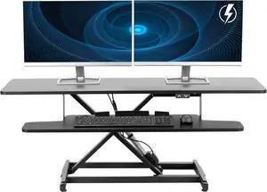 Black 47 inch Electric Desk Converter, DESK-VE48B | Height Adjustable, Stand Up Desk Riser, Wide Keyboard Tray, Dual Monitor and Laptop Workstation Black 47 inch Electric Desk Converter, DESK-VE48B | Height Adjustable, Stand Up Desk Riser, Wide Keyboard Tray, Dual Monitor and Laptop Workstation