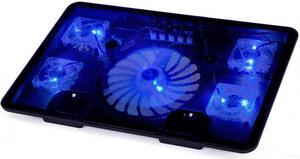 5 Fans 2USB Notebook Laptop Computer Cooler CORN Cooling Rack Fan Base Plate Blue LED Strengthen Edition for 14156 17 inches  Black