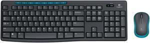 Logitech Wireless Combo MK275 8 Function Keys USB 2.0 RF Wireless Keyboard & Mouse - Black&Blue