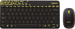 Logitech RF Wireless Keyboard and Mouse Combo MK240 NANO Receiver 12 Function Keys 24GHz 1000DPI Both Hands Spillresitant  BlackYellow