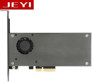 JEYI SK9 M.2 NVMe(M Key)&NGFF(B Key) SSD to PCI-E 3.0 x4 Adapter Converter Card with Cooling Fan and Solid Aluminum Shield