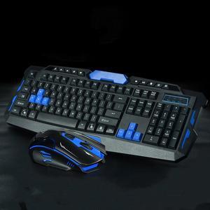 CORN Multimedia Wireless Gaming Keyboard and Mouse With USB RF 2.4GHz, Anti-Ghosting Feature & WaterProof Design - Black & Blue (Upgraded Version)