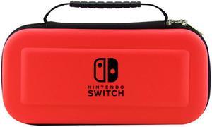 Corn Electronics Tough Pouch Carrying Case for Nintendo Switch with 9HD Tempered Glass Screen Protector - Red