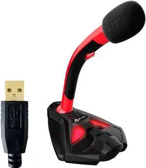 Corn Electronics K1 Desktop USB Microphone Stand for Computer Laptop PC and PS4 Gaming Mic Phone Stand (Black&Red)
