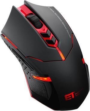 Pictek 2400DPI Adjustable Game Mice 2.4G Wireless Gaming Mouse with 7-Button,Quiet Button Design for Laptop Notebook PC Laptop Computer,Red