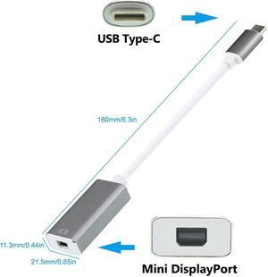 CORN USB 3.1 Type-C to Mini DisplayPort Adapter,Support 4K output with Aluminium Case USB-C to Mini DP Mini DisplayPort Female for Apple New Macbook, ChromeBook Pixel - Silver