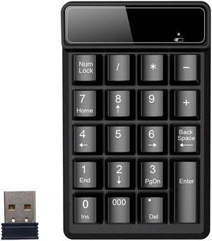 CORN Wireless USB Numeric Keypad Portable Slim Mini Number Pad for Laptop Desktop Computer PC, Full Size 19 Key, Big Print Letters - Black