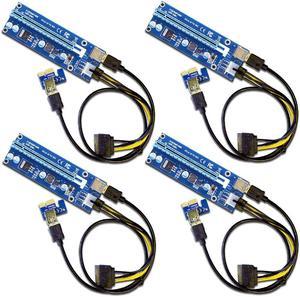 4-Pack Ver006C Mining Dedicated PCIe Riser Cable Card Riser Adapter Cryptocurrency PCI Express 1X to 16X Extender Mining Rig 60cm USB 3.0 6Pin Power