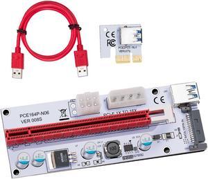 Corn Electronics Latest Ver008S Mining Dedicated Riser Card PCI-E Express Cable 1x to 16x Ethereum ETH Mining 60cm USB 3.0 Cable 4 Solid Capacitors LED Indicator and Fuse Included