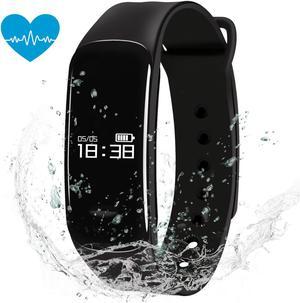 Corn Electronics C1 Smart Bracelet Fitness Tracker, Heart Rate Test, Blood Oxygen Detector, Pedometer, Sleep Quality Monitor, Sedentary Reminder,  IP67 Water-resistant