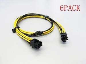 6-Pack CORN 24 inch 16AWG 6 Pin Male to 8 Pin (6+2) Male PCIE Power Cable for GPU Video Card ETH Ethereum mining