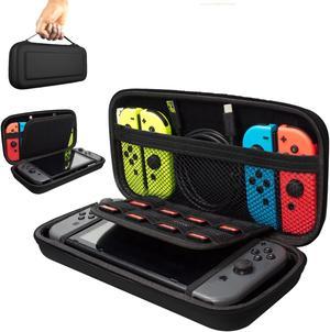 CORN Carrying Case for Nintendo Switch Console & Accessories Black Protective Hard Portable Travel Carry Case Shell Pouch with 9HD Tempered Glass Screen Protector