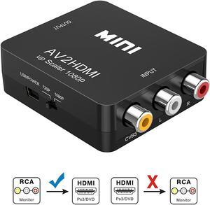 RCA to HDMI,CORN AV2HDMI 1080P Mini RCA Composite CVBS AV to HDMI Video Audio Converter Adapter Supporting PAL/NTSC with USB Charge Cable for PC Laptop Xbox PS4 PS3 TV STB VHS VCR Camera DVD