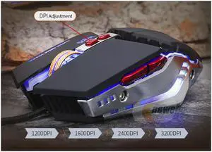 Wfirst G3PRO 3200 DPI  Wired Computer Gaming Mouse with 4 Breathing Light for Notebook, PC, Laptop, Computer, MacBook(Black)