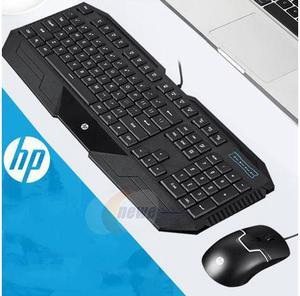 HP GK1100 Mechanical Feeling Cool Exterior Waterproof   USB Plug Wired Keyboard And Mouse Combo For Office And Game, 26 Anti-ghosting and ST Sensor - Black