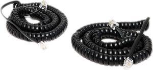 CORN (Pack of 2) Black Coiled Telephone Phone Handset Cable Cord, Coiled Length 3 to 12 feet Uncoiled (Value Pack)