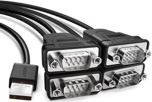 UGREEN USB to Serial RS232 Cable Adapter 4 Ports DB9 Converter 9-Pin Male to Male with Hexnuts for Windows 10/8.1/8/7/XP/Vista/Linux/MAC OS 8/9/OS X