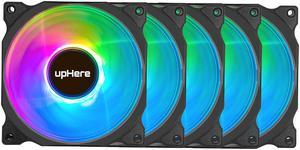 upHere RGB Case Fans, 5 Pack 120mm Quiet Computer Cooling PC Fans, Remote Controller, Colorful Cooler,