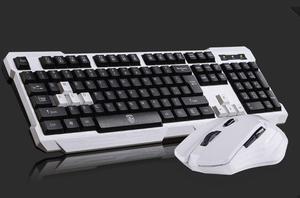 CORN Ergonomic Design, Cool Exterior  2.4GHz Wireless Waterproof  Gaming Keyboard And Mouse Combo For PC and Laptop-Black and White