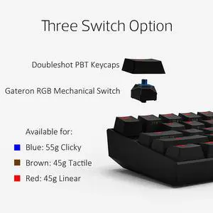 Anne Pro 2 Mechanical Keyboard 60% RGB Wired/ Wireless Bluetooth 4.0 PBT Type-c GATERON Red Switch Anne Pro 2 Mechanical Keyboard 60% RGB Wired/ Wireless Bluetooth 4.0 PBT Type-c GATERON Red Switch