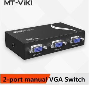 MT-VIKI MT-15-2CF 2-Port manual VGA Switch Box Switcher VGA Selector 2 in 1 For Computer LCD Displays Up to 1920X1440