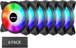 upHere 6-Pack 120mm Silent Intelligent Control Addressable RGB Fan Motherboard Sync, Adjustable Colorful Fans with Controller T3SYC3-6