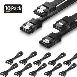 CORN SATA Cable III 10 Pack 6Gbps Straight HDD SDD Data Cable with Locking Latch 16 Inch(40cm) for SATA HDD, SSD, CD Driver, CD Writer