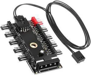 10 Ports PWM 4pin CPU Cooler / Case / Chasis Cooling Fan Power Cable Hub Splitter Adapter w/Self-sticker,Power by IDE Molex 4pin