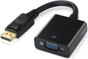 CORN Black 1080P 20 Pin DP DisplayPort Male To 15 Pin VGA Female Adapter Cable Converter for Macbook, ThinkPad, PC, Laptop, Digital Monitor, Projector, Computers