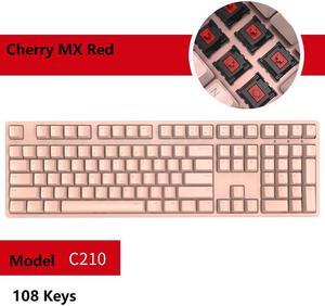 iKBC C210  104 Keys  Mechanical Keyboard with Cherry MX Red Switch, Pink PBT Double Shot Keycap, N-Key Rollover and 6 Anti-ghosting Keys( No Light Version)