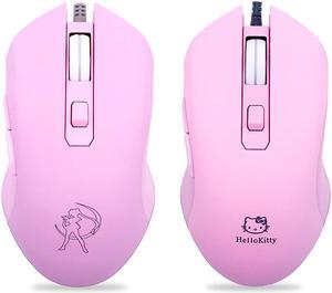 CORN Cool Exterior USB Wired 3200DPI Gaming Mouse With 7-color Backlit  For Office And Game, Silent Clicking - Pink (Sailor Moon Logo)