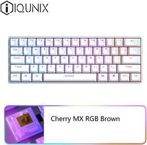 IQUNIX F60S N-key Rollover Ergonomic Design,Cool Exterior Wired and Bluetooth Dual Mode  Cherry MX Brown 60% Keyboard, PBT Keycaps, RGB Backlit - Silver