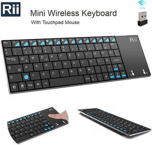  Rii Mini Bluetooth Keyboard with Touchpad＆QWERTY Keyboard,  Backlit Portable Wireless Keyboard for Smartphones/  Laptop/PC/Tablets/Windows/Mac/TV/Xbox/PS3/Raspberry Pi .(i8+ Blue) :  Electronics