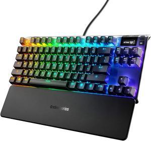 SteelSeries Apex 7 TKL Compact Mechanical Gaming Keyboard  OLED Smart Display  USB Passthrough and Media Controls  Tactile and Clicky  RGB Backlit Blue Switch