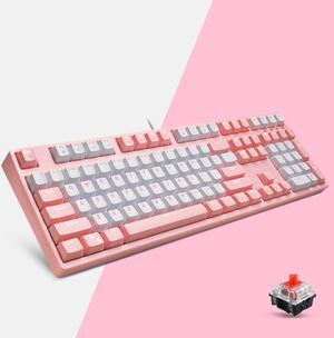 CORN Readson FY108   NKRO  Ergonomic Design,Cool Exterior USB Wired  108Keys Pink Mechanical Keyboard, White Backlit - Pink Panel (Red Switch)